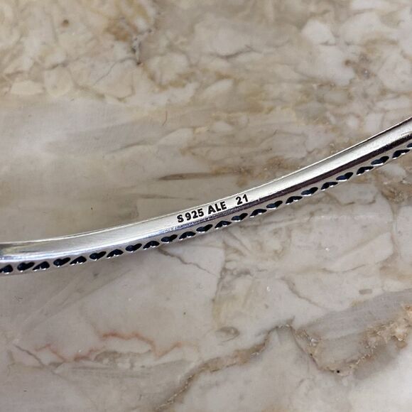 Pandora ALE 925 Oval Bangle Bracelet Twinkling Forever, Clear Cubic Zirconia - Picture 9 of 10